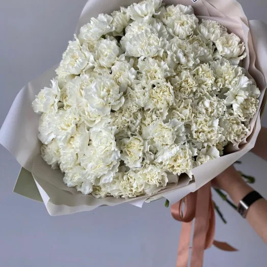 Купить Белые гвоздики 55 шт