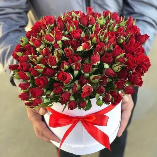 Купить Красные Кустовые розы в коробке