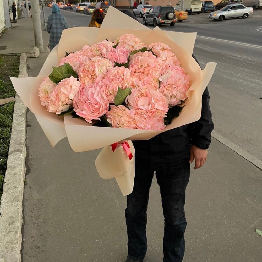 Купить розовые гортензии 15 шт в Москве ракурс 3